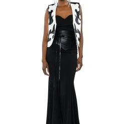 HEART IN THE HIGHLANDS WESTERN FAUX LEATHER VEST -helmut shop heart in the highlands western faux leather vest white black 8 8