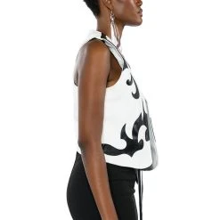 HEART IN THE HIGHLANDS WESTERN FAUX LEATHER VEST -helmut shop heart in the highlands western faux leather vest white black 9 9