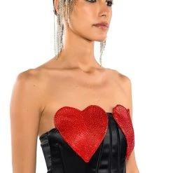 HEART ON FOR YOU CORSET TOP -helmut shop heart on for you corset top black multi 2 2