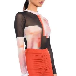 HEAT OF THE MOMENT MESH PRINT BODYSUIT -helmut shop heat of the moment mesh print bodysuit multi 2 2
