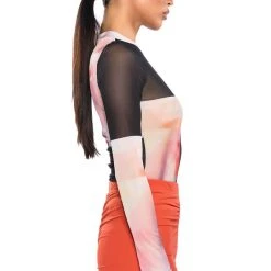 HEAT OF THE MOMENT MESH PRINT BODYSUIT -helmut shop heat of the moment mesh print bodysuit multi 5 5
