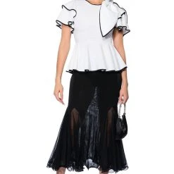 HEAVEN SENT SHORT SLEEVE PEPLUM BLOUSE -helmut shop heaven sent short sleeve peplum blouse white 2 2