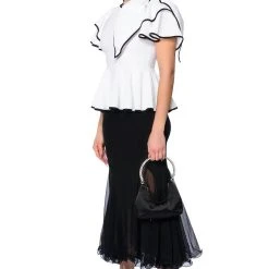 HEAVEN SENT SHORT SLEEVE PEPLUM BLOUSE -helmut shop heaven sent short sleeve peplum blouse white 3 3