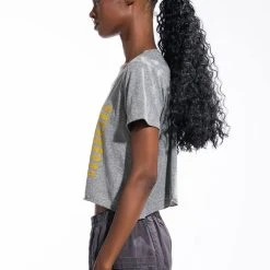 HERE FOR THE GOOD TIMES CROPPED CREW NECK TSHIRT -helmut shop here for the good times cropped crew neck tshirt heather grey 4 4