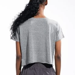 HERE FOR THE GOOD TIMES CROPPED CREW NECK TSHIRT -helmut shop here for the good times cropped crew neck tshirt heather grey 5 5