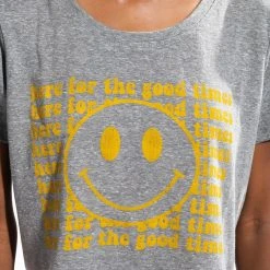 HERE FOR THE GOOD TIMES CROPPED CREW NECK TSHIRT -helmut shop here for the good times cropped crew neck tshirt heather grey 6 6