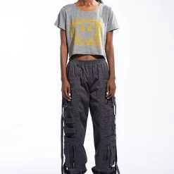 HERE FOR THE GOOD TIMES CROPPED CREW NECK TSHIRT -helmut shop here for the good times cropped crew neck tshirt heather grey 7 7