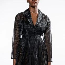 HIGH END LOOKS SEMI SHEER CHIFFON JACKET -helmut shop high end looks semi sheer chiffon jacket black 4 4