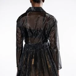 HIGH END LOOKS SEMI SHEER CHIFFON JACKET -helmut shop high end looks semi sheer chiffon jacket black 6 6