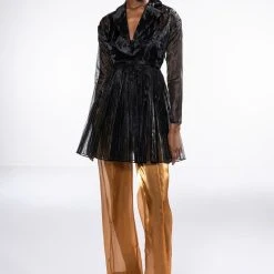 HIGH END LOOKS SEMI SHEER CHIFFON JACKET -helmut shop high end looks semi sheer chiffon jacket black 8 8