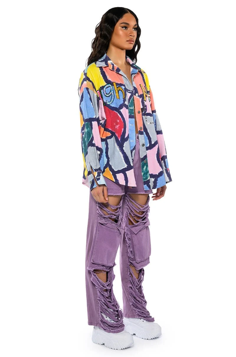 HIGH KEY ABSTRACT BUTTON DOWN BLOUSE 6 HIGH KEY ABSTRACT BUTTON DOWN BLOUSE - Image 4