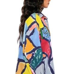 HIGH KEY ABSTRACT BUTTON DOWN BLOUSE 14 HIGH KEY ABSTRACT BUTTON DOWN BLOUSE -helmut shop high key abstract button down blouse blue multi 5 5