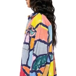 HIGH KEY ABSTRACT BUTTON DOWN BLOUSE 15 HIGH KEY ABSTRACT BUTTON DOWN BLOUSE -helmut shop high key abstract button down blouse blue multi 6 6