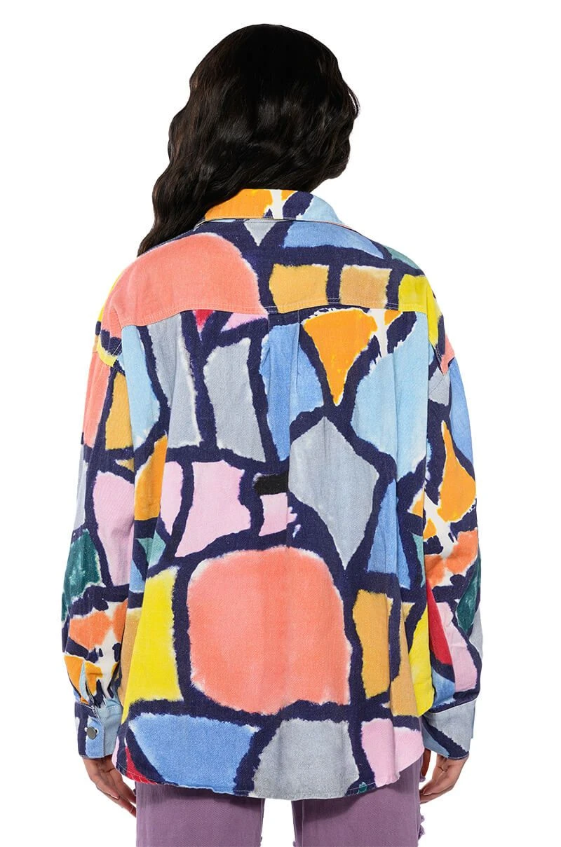 HIGH KEY ABSTRACT BUTTON DOWN BLOUSE 9 HIGH KEY ABSTRACT BUTTON DOWN BLOUSE - Image 7