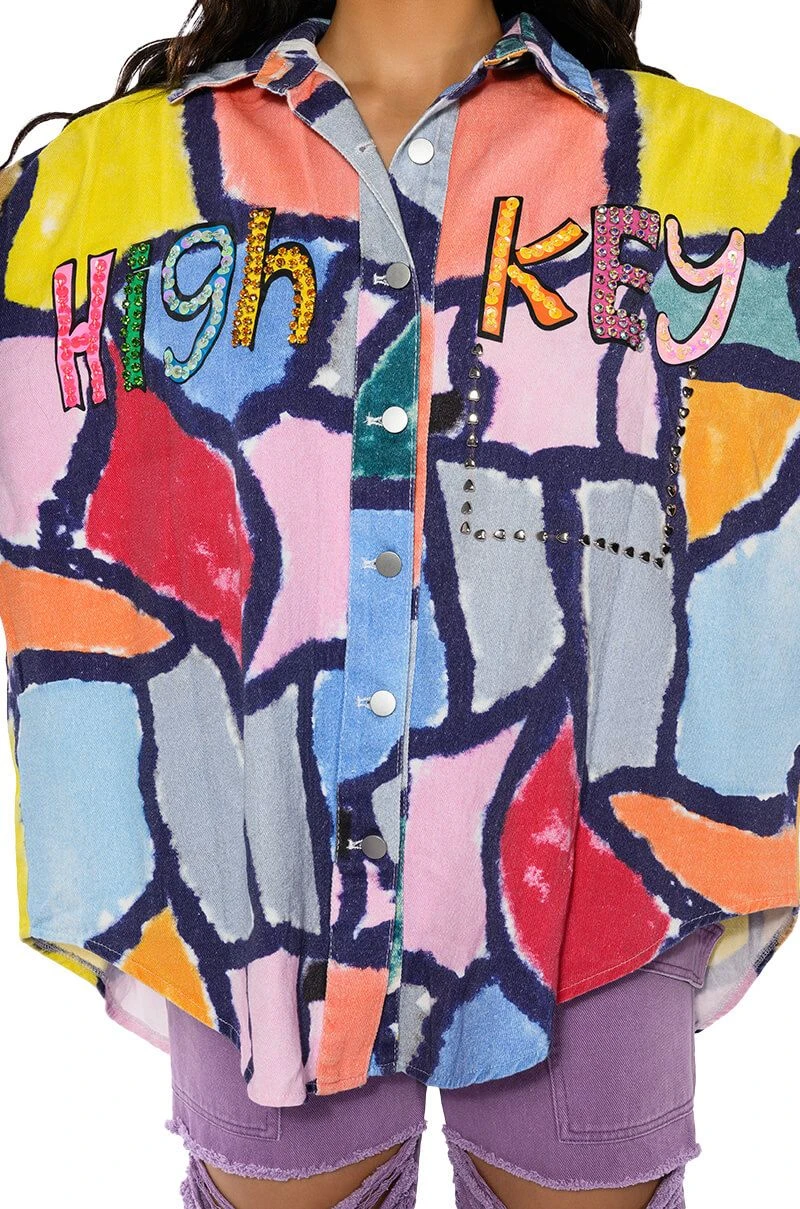 HIGH KEY ABSTRACT BUTTON DOWN BLOUSE 10 HIGH KEY ABSTRACT BUTTON DOWN BLOUSE - Image 8