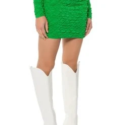 HIGHLIGHT OF YOUR DAY TEXTURED MINI SKIRT -helmut shop highlight of your day textured mini skirt green 2 2