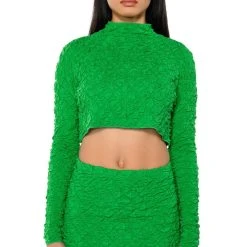 HIGHLIGHT OF YOUR DAY TEXTURED MINI SKIRT -helmut shop highlight of your day textured mini skirt green 3 3