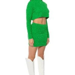 HIGHLIGHT OF YOUR DAY TEXTURED MINI SKIRT -helmut shop highlight of your day textured mini skirt green 5 5