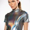 HOLO SHORT SLEEVE BODYSUIT -helmut shop holo short sleeve bodysuit silver 1 1