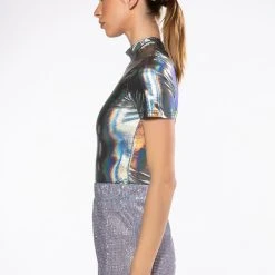 HOLO SHORT SLEEVE BODYSUIT -helmut shop holo short sleeve bodysuit silver 5 5