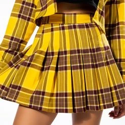 HOMECOMING BABE PLEATED MINI SKIRT -helmut shop homecoming babe pleated mini skirt yellow multi 2 2