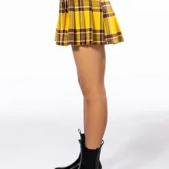 HOMECOMING BABE PLEATED MINI SKIRT -helmut shop homecoming babe pleated mini skirt yellow multi 8 8