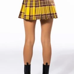 HOMECOMING BABE PLEATED MINI SKIRT -helmut shop homecoming babe pleated mini skirt yellow multi 9 9
