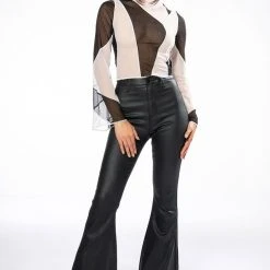 HOMETOWN MESH LONG SLEEVE TOP -helmut shop hometown mesh long sleeve top white black 2 2