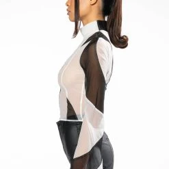 HOMETOWN MESH LONG SLEEVE TOP -helmut shop hometown mesh long sleeve top white black 4 4