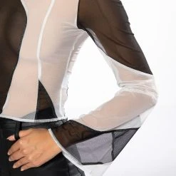 HOMETOWN MESH LONG SLEEVE TOP -helmut shop hometown mesh long sleeve top white black 6 6