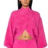 HONEY CROSS FRONT FUZZY SWEATER -helmut shop honey cross front fuzzy sweater fuchsia 1 1