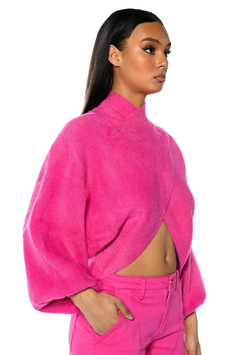 HONEY CROSS FRONT FUZZY SWEATER 4 HONEY CROSS FRONT FUZZY SWEATER - Image 2