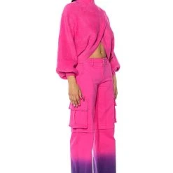 HONEY CROSS FRONT FUZZY SWEATER 12 HONEY CROSS FRONT FUZZY SWEATER -helmut shop honey cross front fuzzy sweater fuchsia 4 4