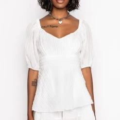 HONEY QUARTER SLEEVES ROMPER -helmut shop honey quarter sleeves romper white 3 3