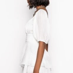 HONEY QUARTER SLEEVES ROMPER -helmut shop honey quarter sleeves romper white 4 4