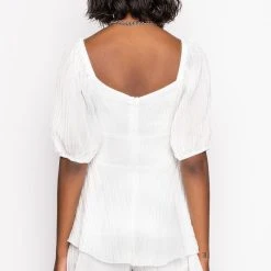 HONEY QUARTER SLEEVES ROMPER -helmut shop honey quarter sleeves romper white 5 5