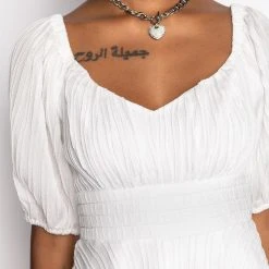 HONEY QUARTER SLEEVES ROMPER -helmut shop honey quarter sleeves romper white 6 6