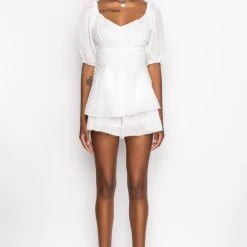 HONEY QUARTER SLEEVES ROMPER -helmut shop honey quarter sleeves romper white 7 7