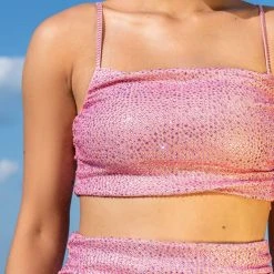 I AM ME VIC XXTRA SHINE RHINESTONE BANDEAU -helmut shop i am me vic xxtra shine rhinestone bandeau pink multi 7 7 c1