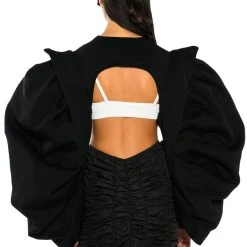 I DO IT ON THE DAILY DRAMA SLEEVE BOLERO -helmut shop i do it on the daily drama sleeve bolero black 6 6