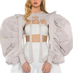 I DO IT ON THE DAILY DRAMA SLEEVE BOLERO -helmut shop i do it on the daily drama sleeve bolero ivory 1 1 c1