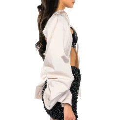 I DO IT ON THE DAILY DRAMA SLEEVE BOLERO -helmut shop i do it on the daily drama sleeve bolero ivory 5 5