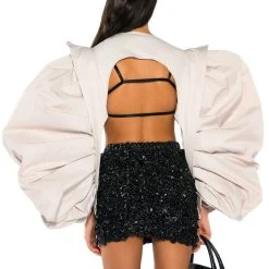 I DO IT ON THE DAILY DRAMA SLEEVE BOLERO -helmut shop i do it on the daily drama sleeve bolero ivory 6 6