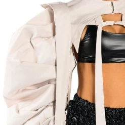 I DO IT ON THE DAILY DRAMA SLEEVE BOLERO -helmut shop i do it on the daily drama sleeve bolero ivory 7 7