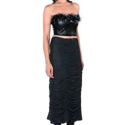 I ONLY GET BETTER RUCHED MAXI SKIRT -helmut shop i only get better ruched maxi skirt black 5 5