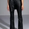I THINK YOURE CUTE FAUX LEATHER LACE UP FLARE PANT -helmut shop i think youre cute faux leather lace up flare pant black 1 1