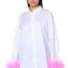 IM A FLIRT OSTRICH FEATHER BUTTON DOWN BLOUSE 1 IM A FLIRT OSTRICH FEATHER BUTTON DOWN BLOUSE -helmut shop im a flirt ostrich feather button down blouse white multi 1 1