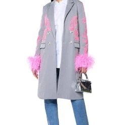 IM A FLIRT OSTRICH FEATHER BUTTON DOWN BLOUSE -helmut shop im a flirt ostrich feather button down blouse white multi 6 6