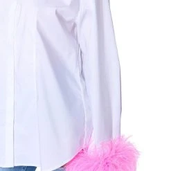 IM A FLIRT OSTRICH FEATHER BUTTON DOWN BLOUSE -helmut shop im a flirt ostrich feather button down blouse white multi 9 9