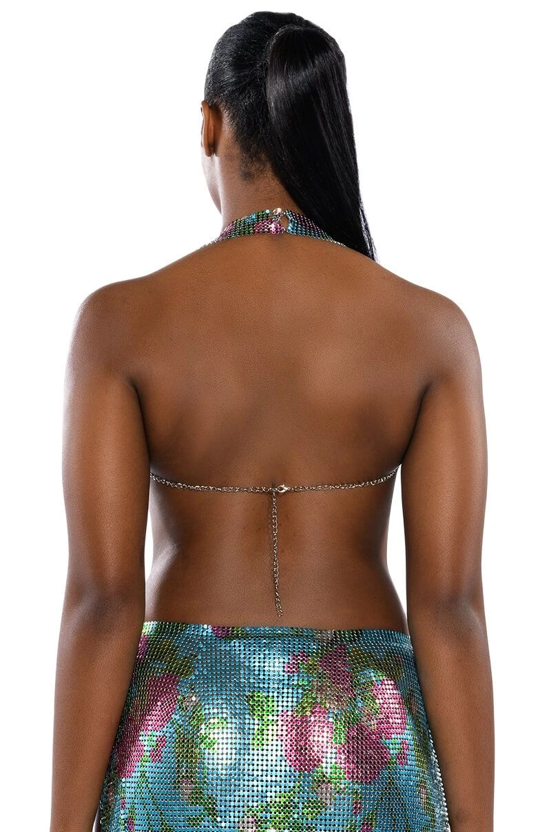IN THE MOMENT FLORAL CHAINMAIL HALTER TOP 9 IN THE MOMENT FLORAL CHAINMAIL HALTER TOP - Image 7